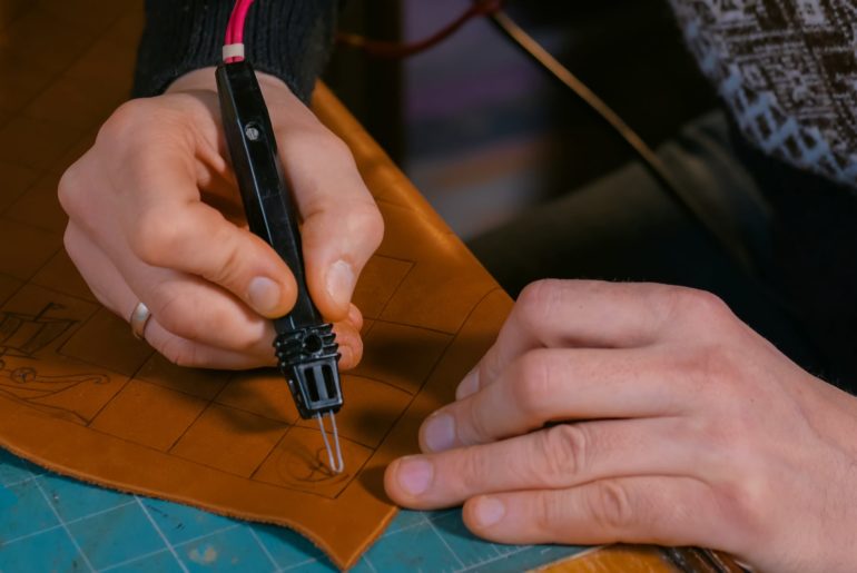 Burning leather pyrography