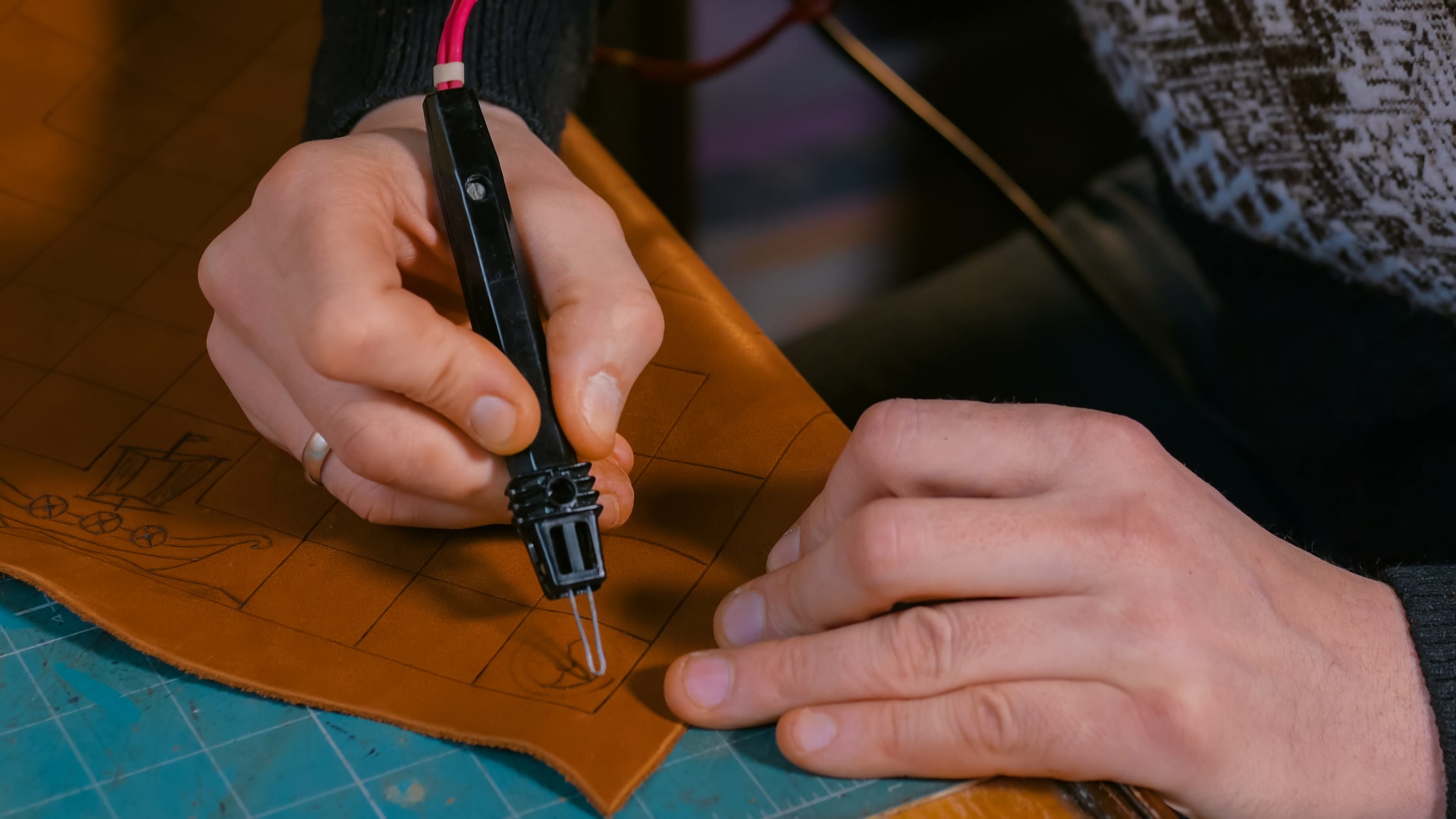Wood shop burning leather