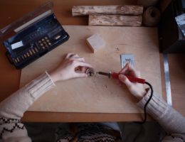 pyrography artist working